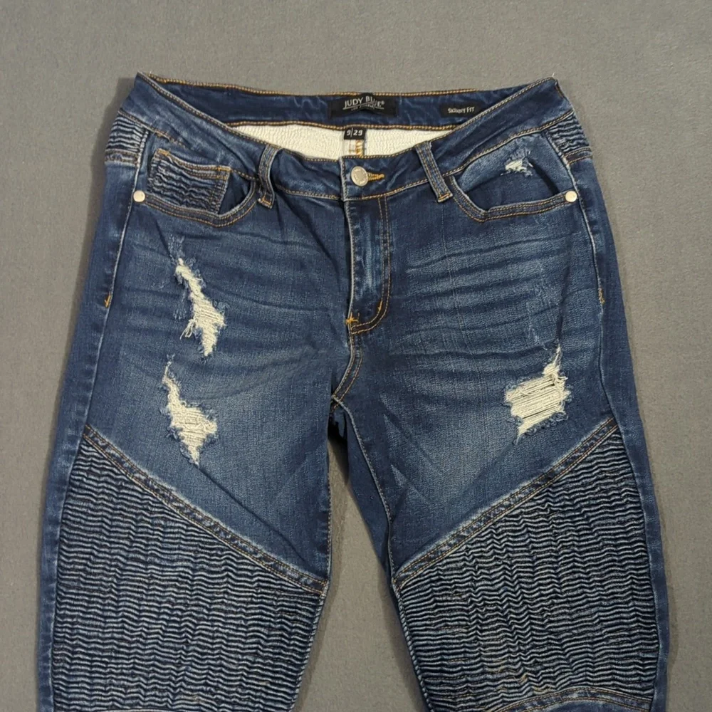 Judy Blue Jeans Women's 29 Blue Skinny Fit Moto Denim - Picture 4 of 12